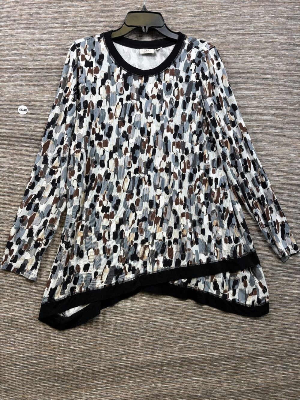 LOGO by Lori Goldstein Women's Top Size L Rayon 230 Printed w/ Brown A474465